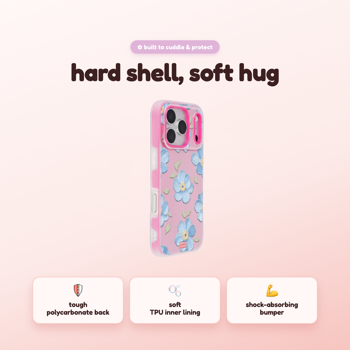 Powder Blue Impasto Floral Pop iPhone Case – product view 2