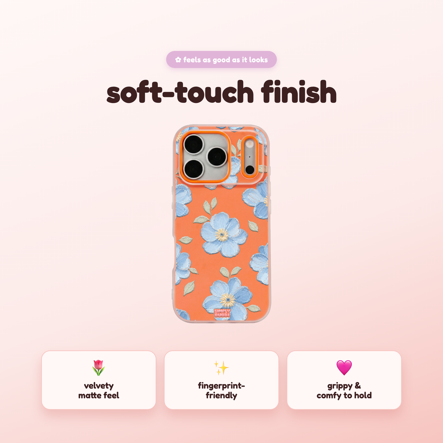 Powder Blue Impasto Floral Pop iPhone Case – product view 5