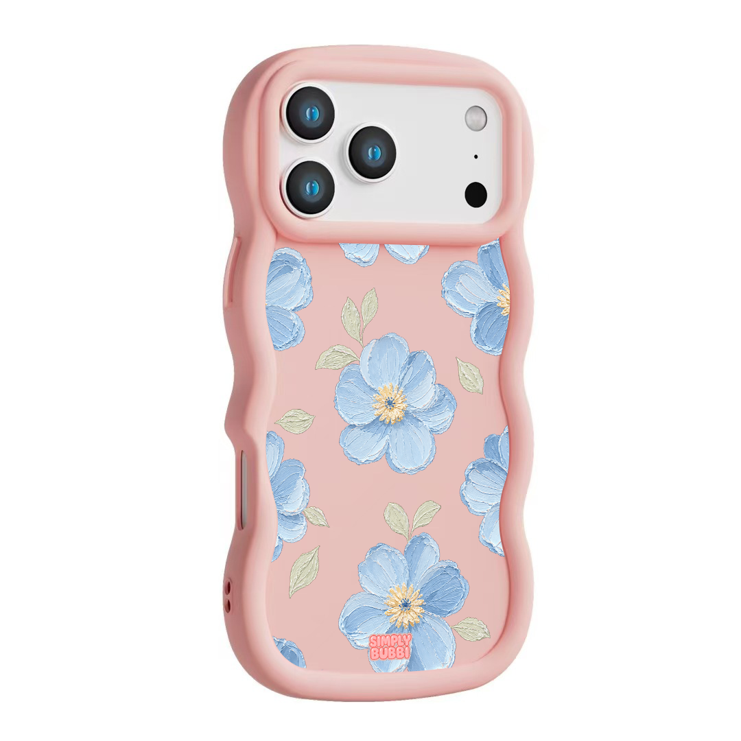 Powder Blue Impasto Floral Wavy iPhone Case – product view 9