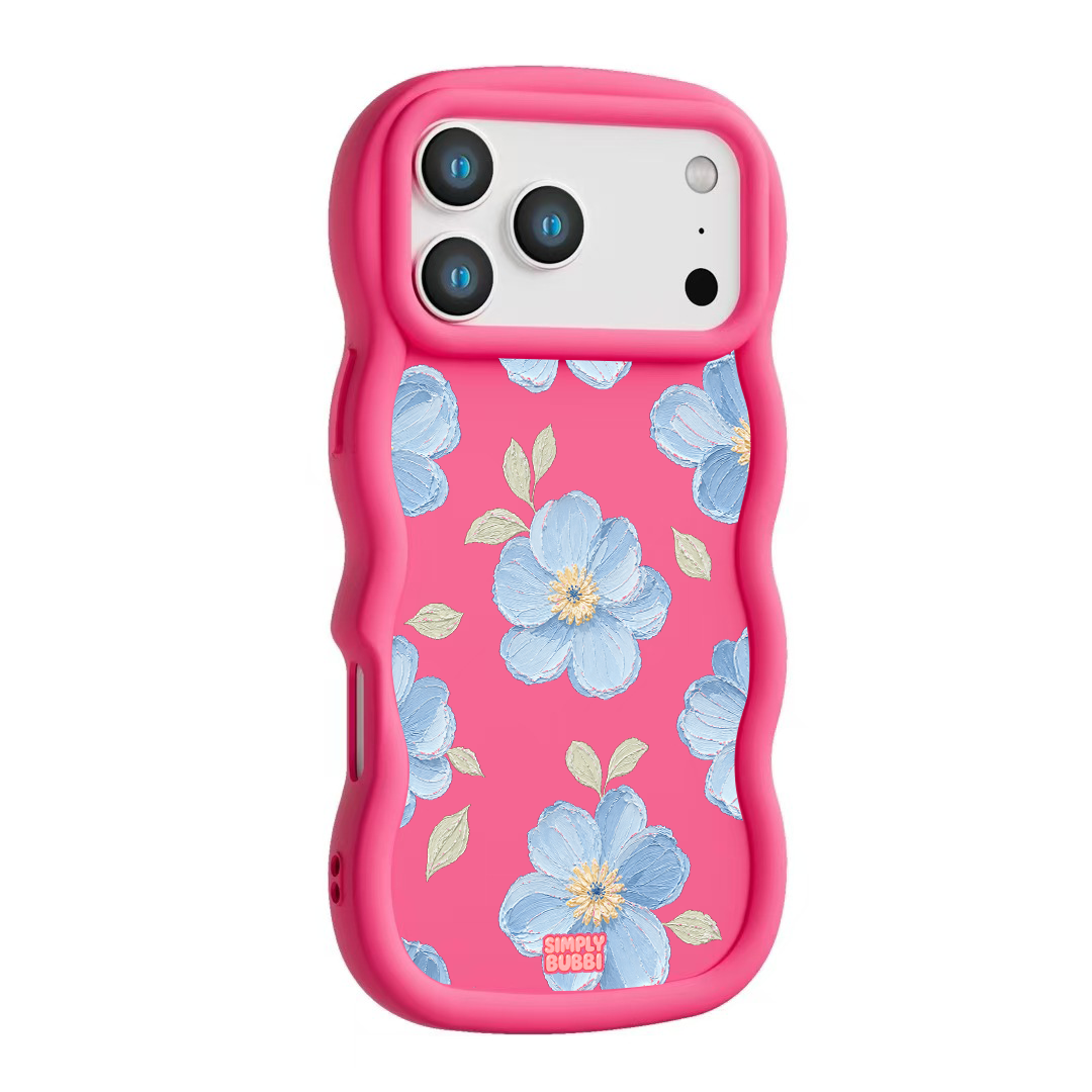 Powder Blue Impasto Floral Wavy iPhone Case – product view 10