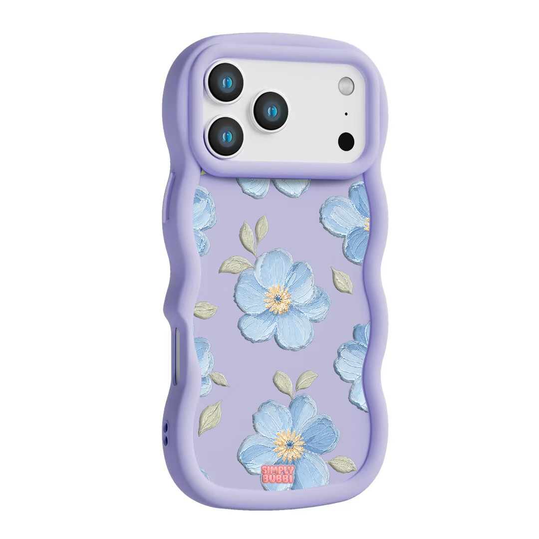 Powder Blue Impasto Floral Wavy iPhone Case – Lilac color