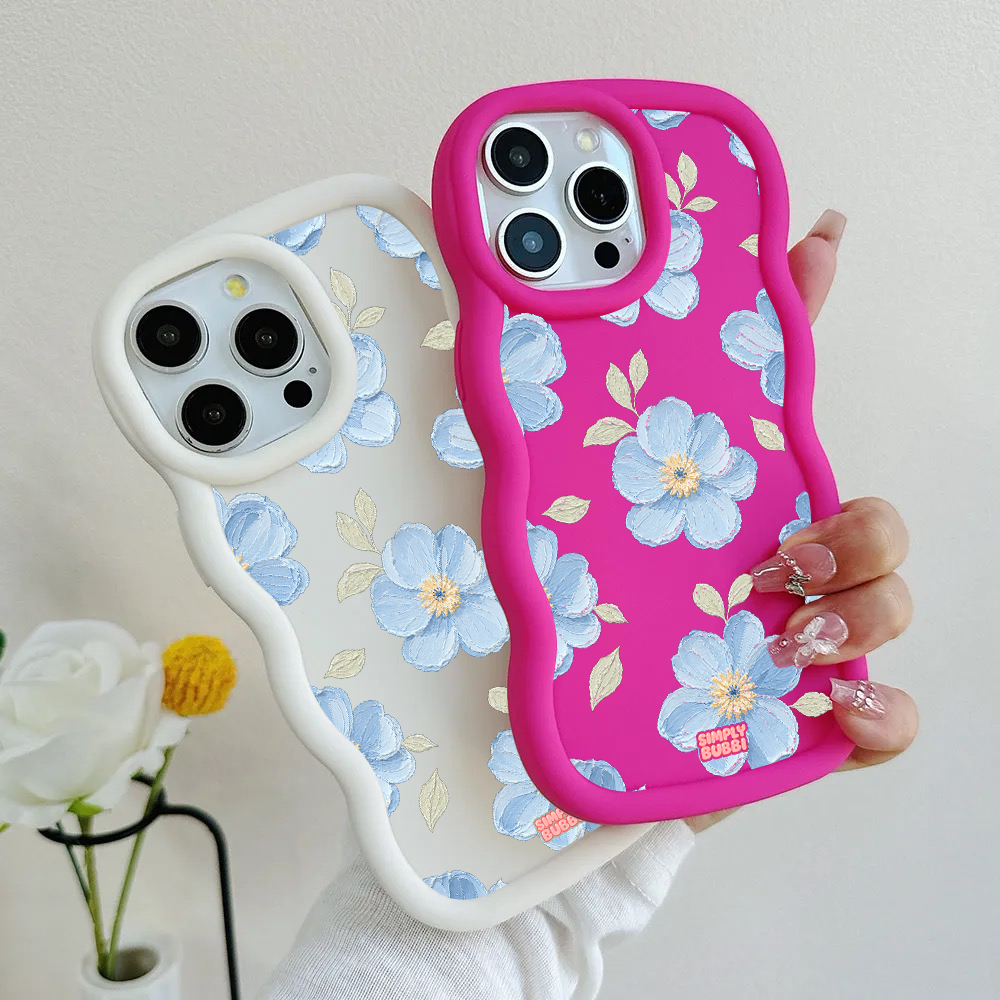 Powder Blue Impasto Floral Wavy iPhone Case – product view 1