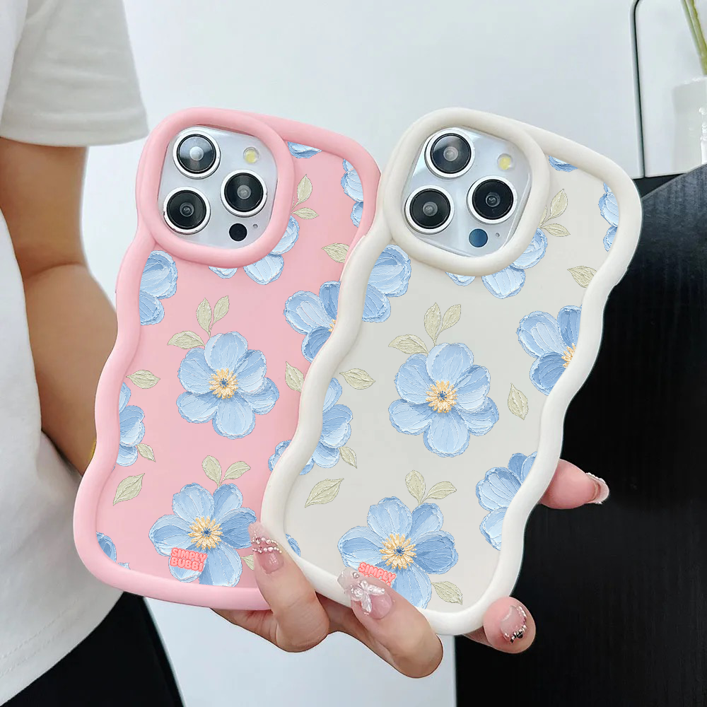 Powder Blue Impasto Floral Wavy iPhone Case – product view 2