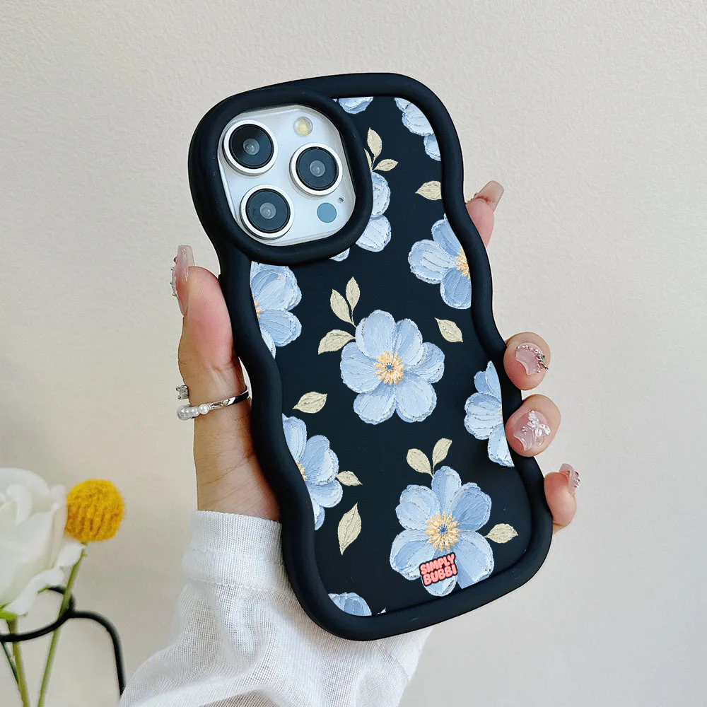 Powder Blue Impasto Floral Wavy iPhone Case – product view 5