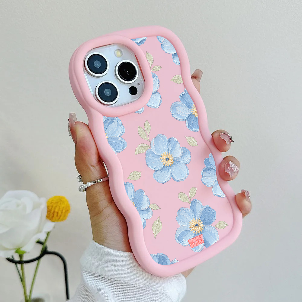 Powder Blue Impasto Floral Wavy iPhone Case – product view 6