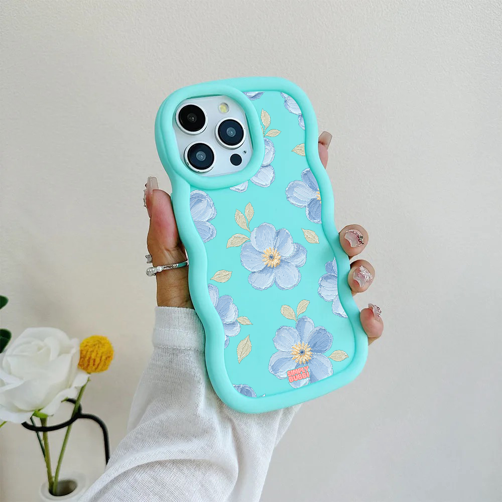 Powder Blue Impasto Floral Wavy iPhone Case – product view 7