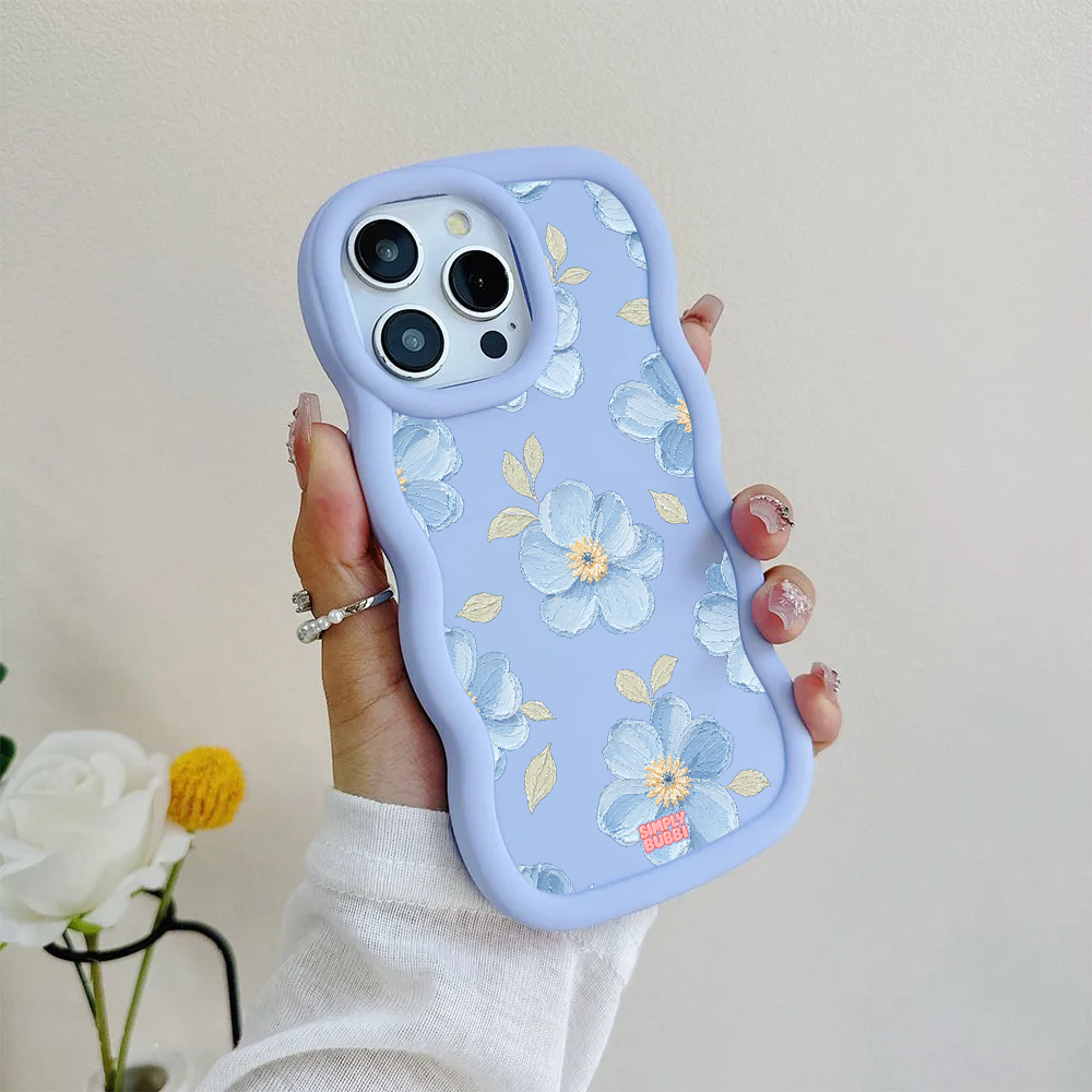 Powder Blue Impasto Floral Wavy iPhone Case – product view 8