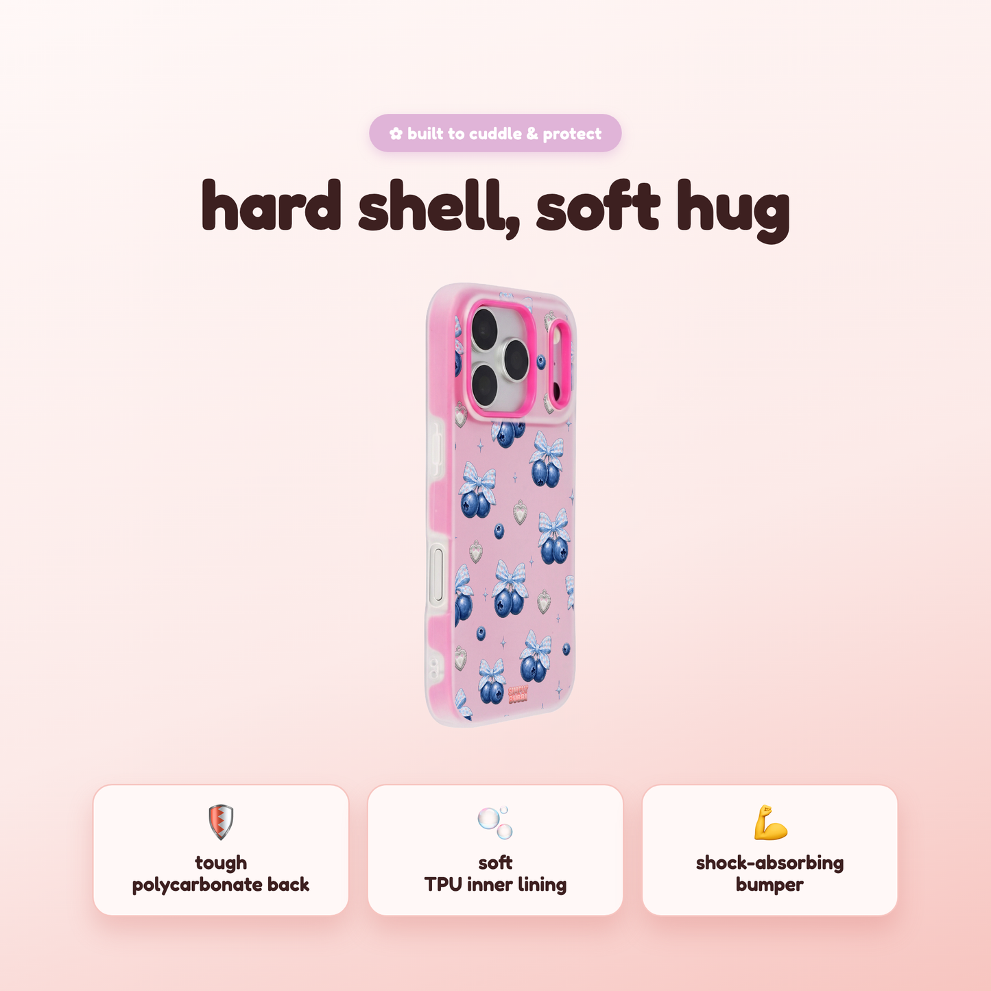 Blueberry Gingham Coquette Pop iPhone Case – product view 2