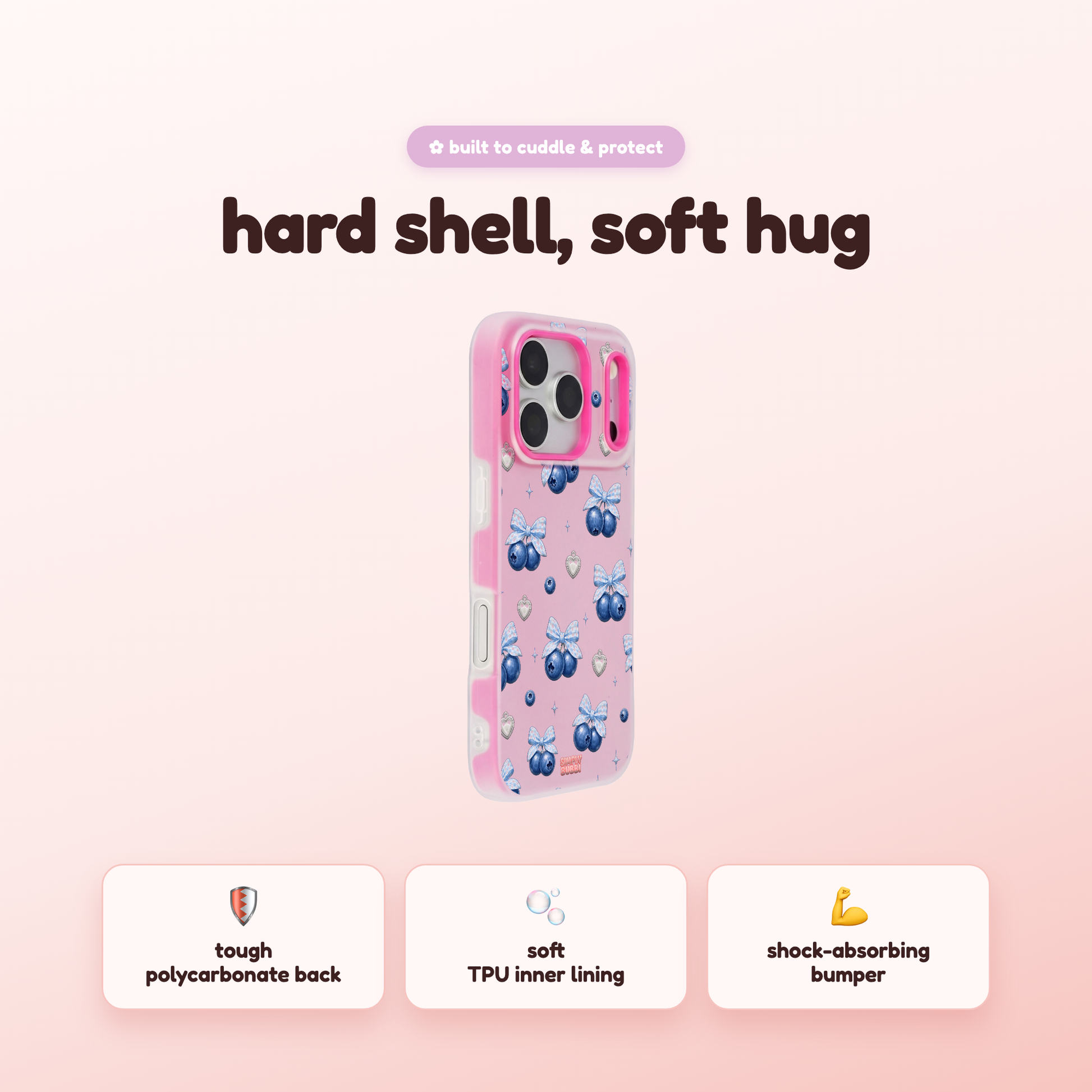 Blueberry Gingham Coquette Pop iPhone Case – product view 2