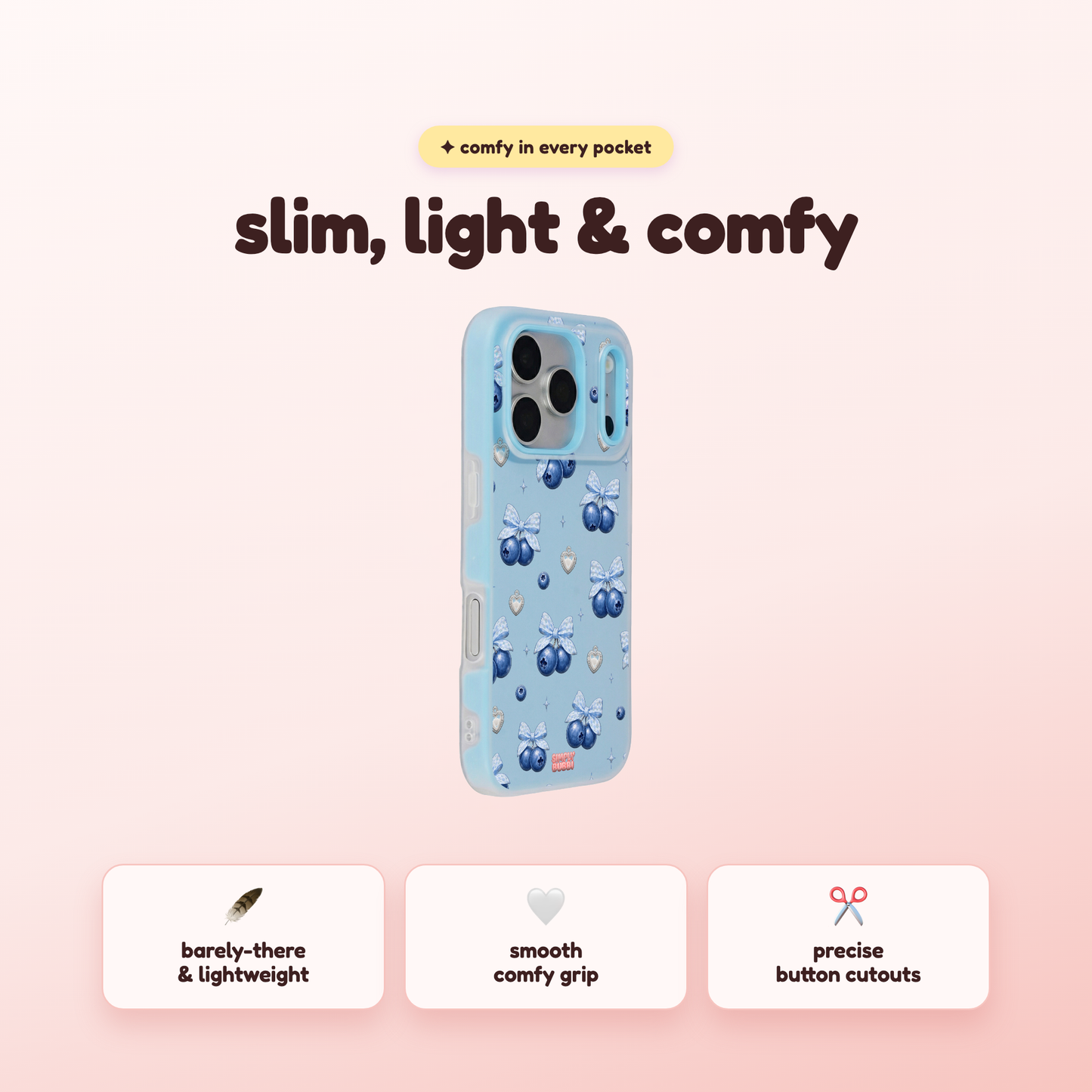 Blueberry Gingham Coquette Pop iPhone Case – product view 4