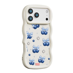 Blueberry Gingham Coquette Wavy iPhone Case – Cream