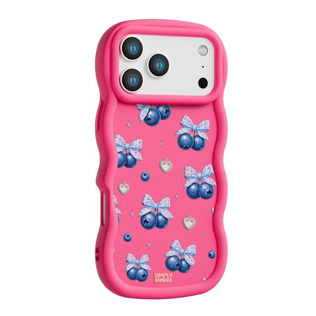 Blueberry Gingham Coquette Wavy iPhone Case – Hot Pink color