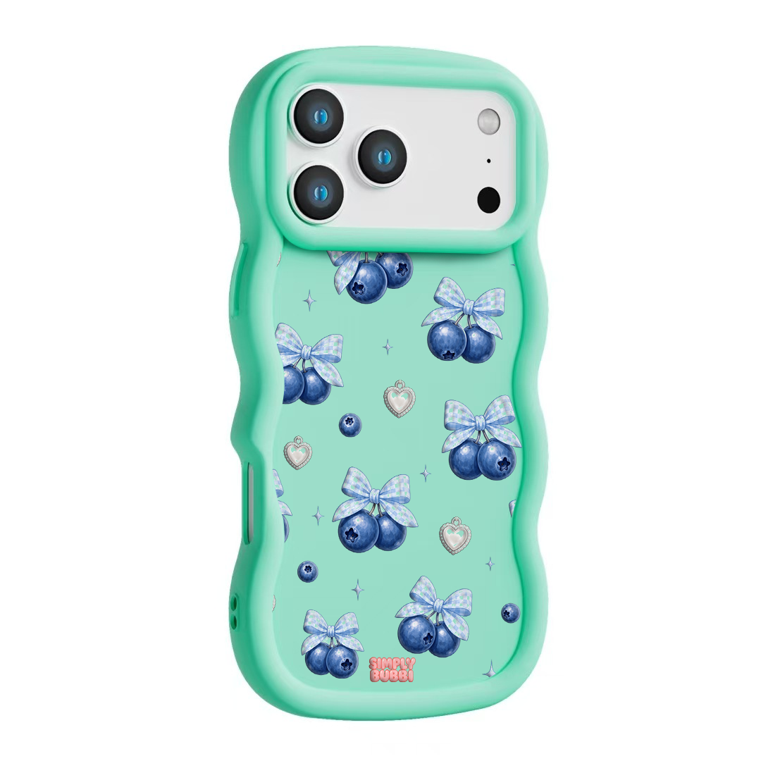 Blueberry Gingham Coquette Wavy iPhone Case – Mint color