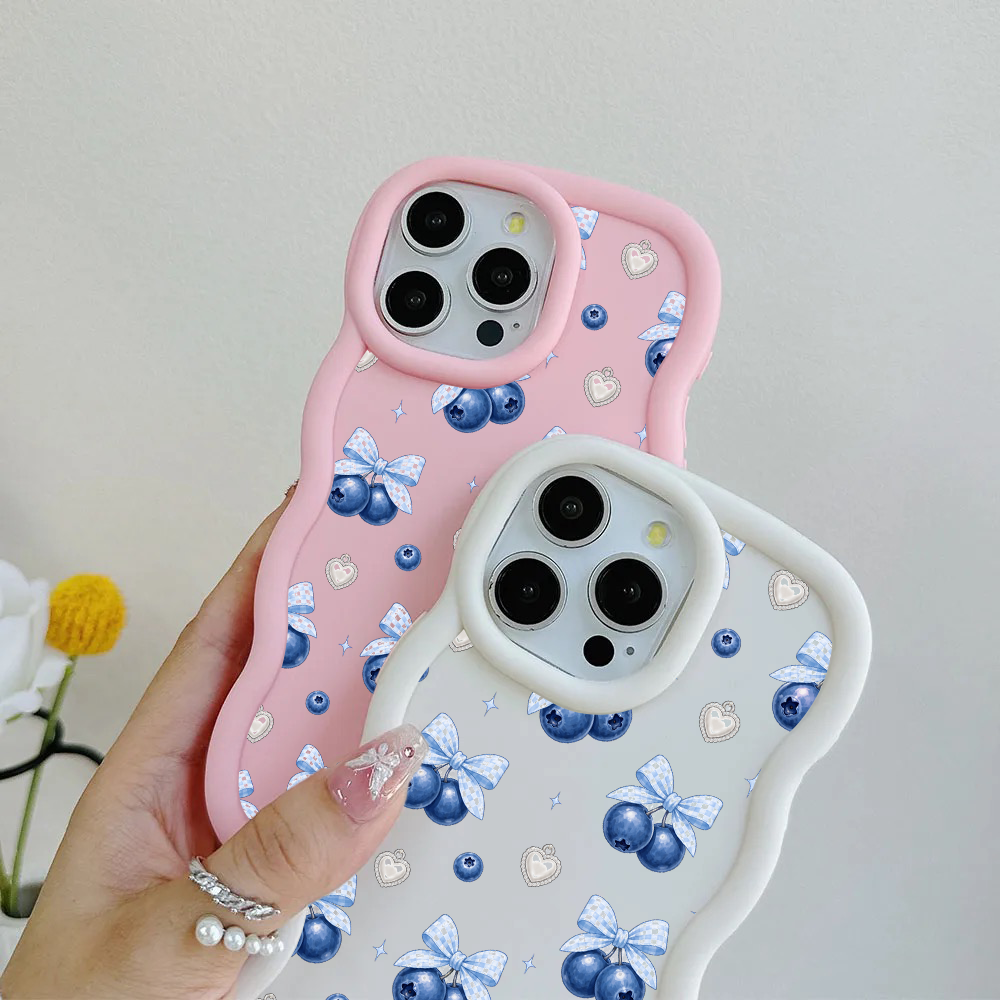 Blueberry Gingham Coquette Wavy iPhone Case