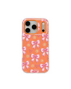 Pink Bow Daisy Heart Repeat Pop iPhone Case – Orange