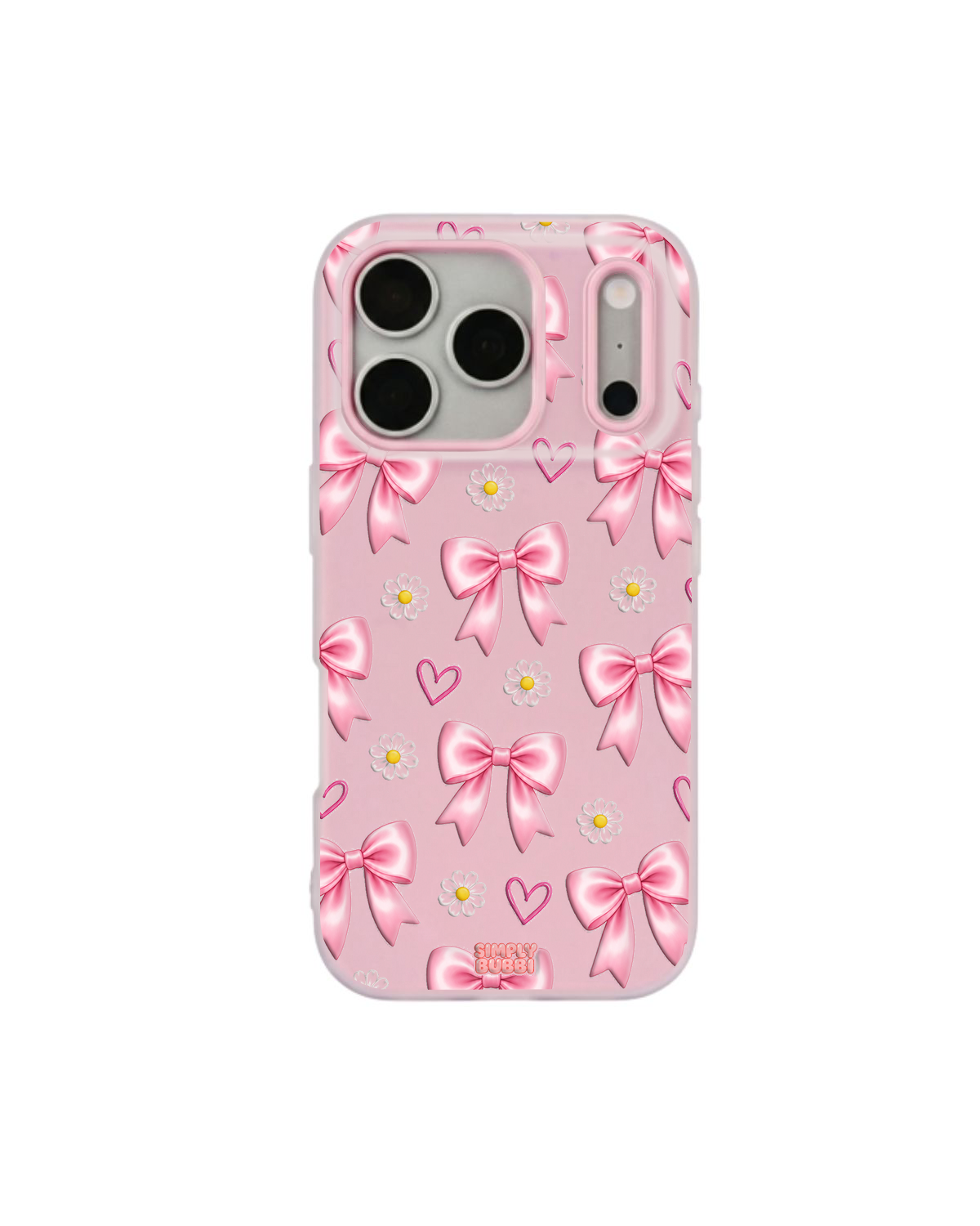 Pink Bow Daisy Heart Repeat Pop iPhone Case – Pink color