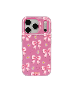 Pink Bow Daisy Heart Repeat Pop iPhone Case – Hot Pink