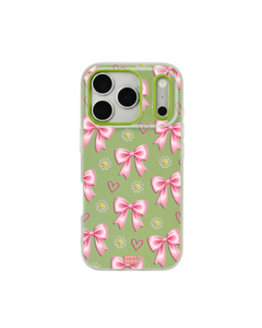 Pink Bow Daisy Heart Repeat Pop iPhone Case – Lime