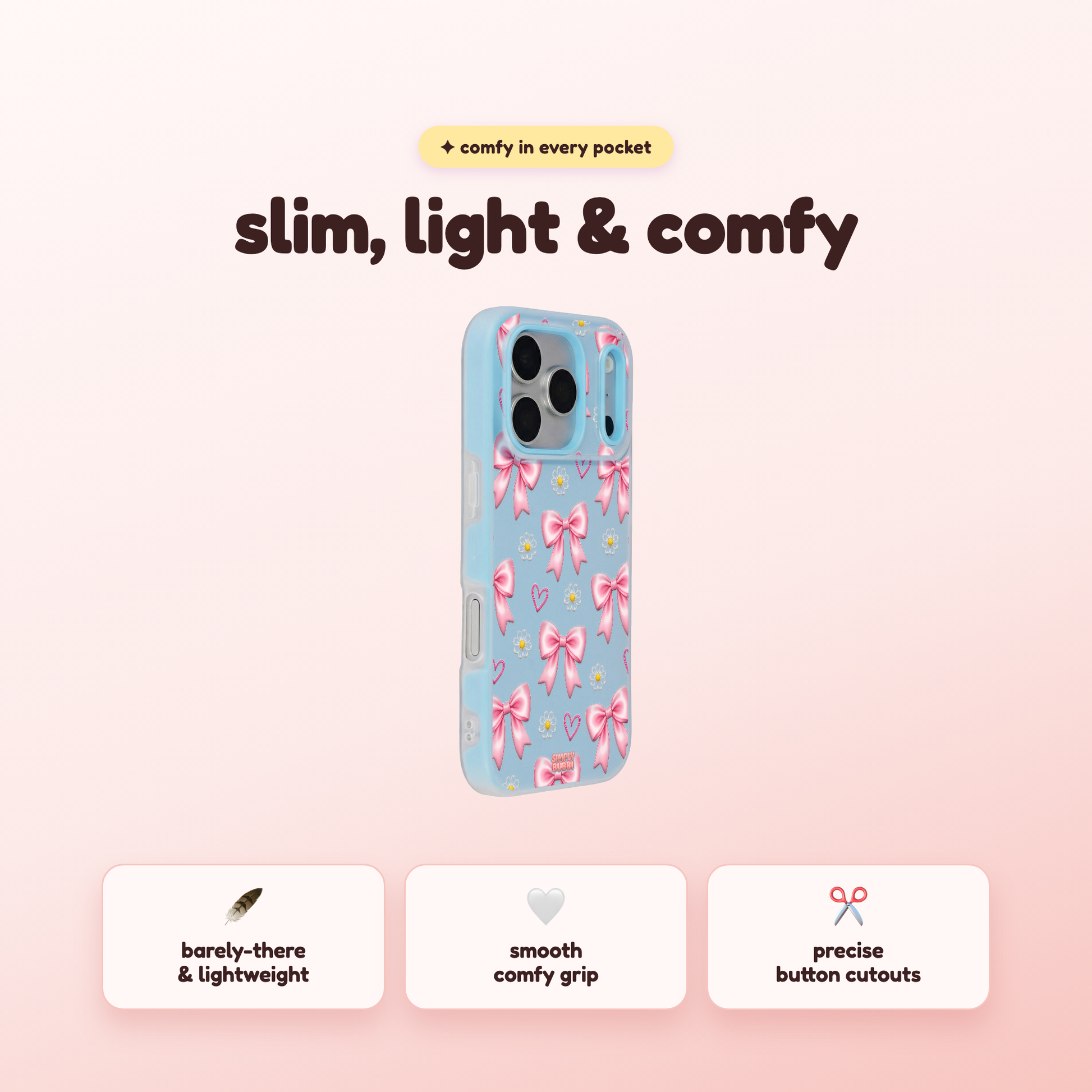 Pink Bow Daisy Heart Repeat Pop iPhone Case – product view 4