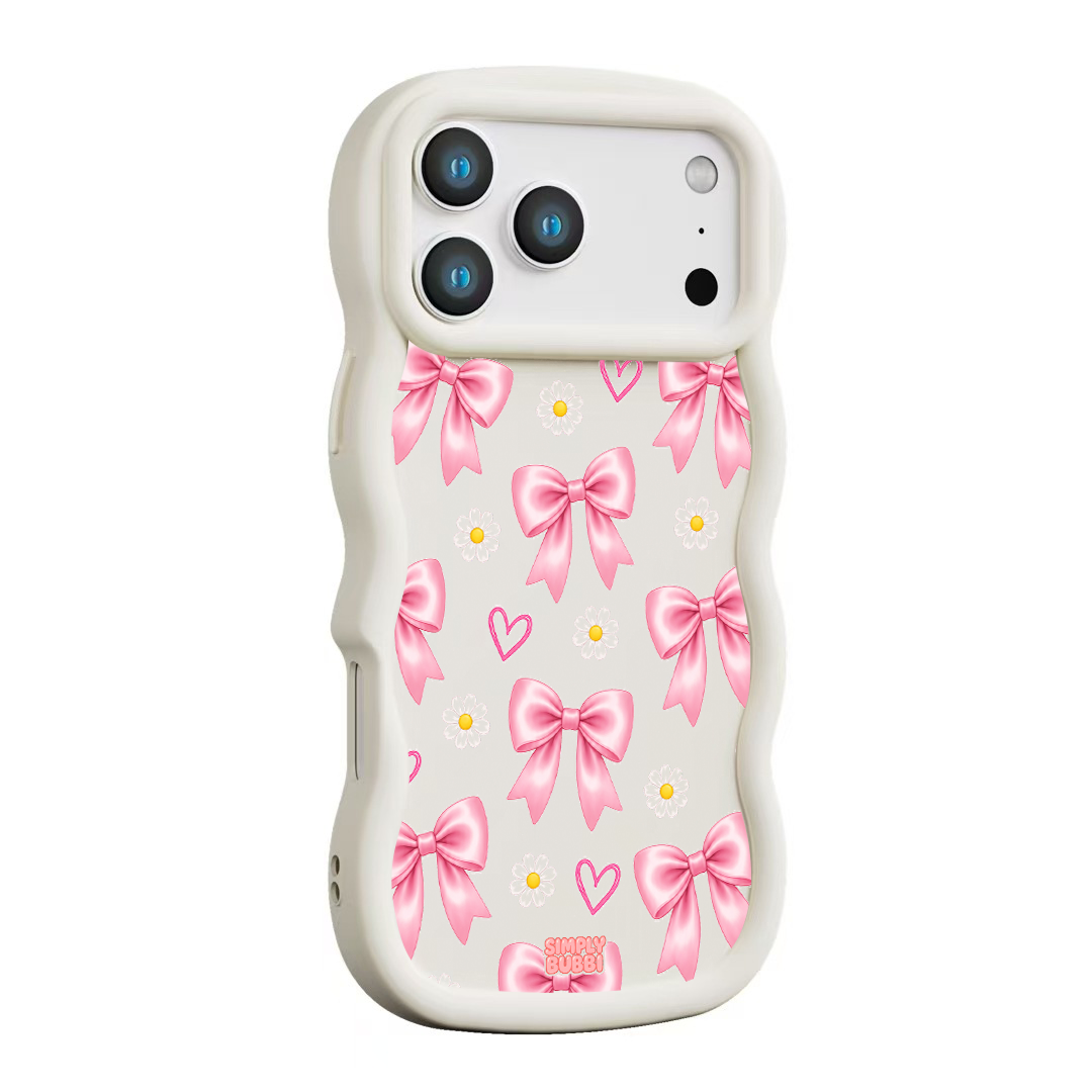Pink Bow Daisy Heart Repeat Wavy iPhone Case – product view 11