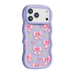 Pink Bow Daisy Heart Repeat Wavy iPhone Case – Lilac
