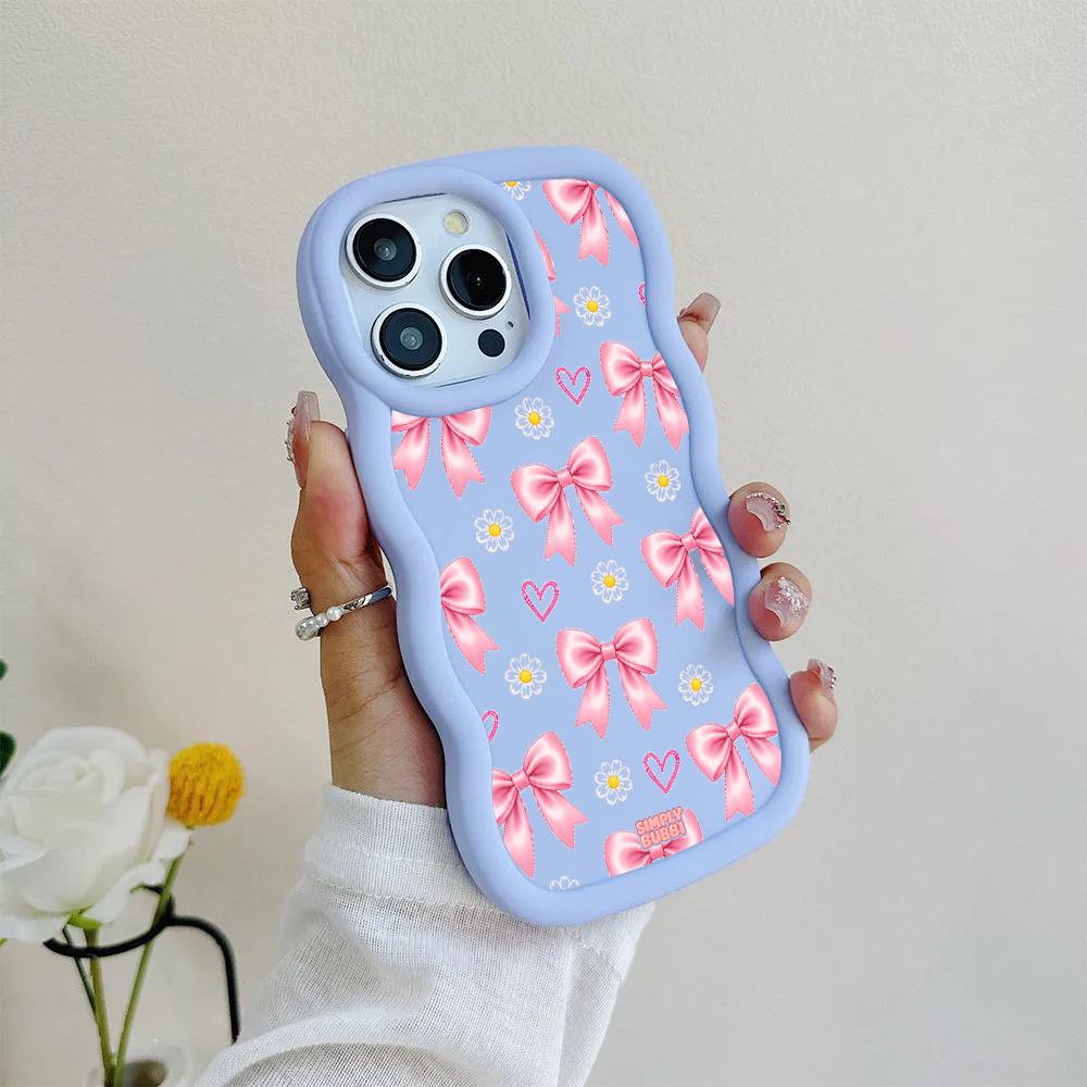 Pink Bow Daisy Heart Repeat Wavy iPhone Case – product view 8