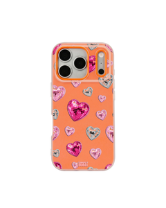 Pink Disco Heart Repeat Pop iPhone Case – Orange