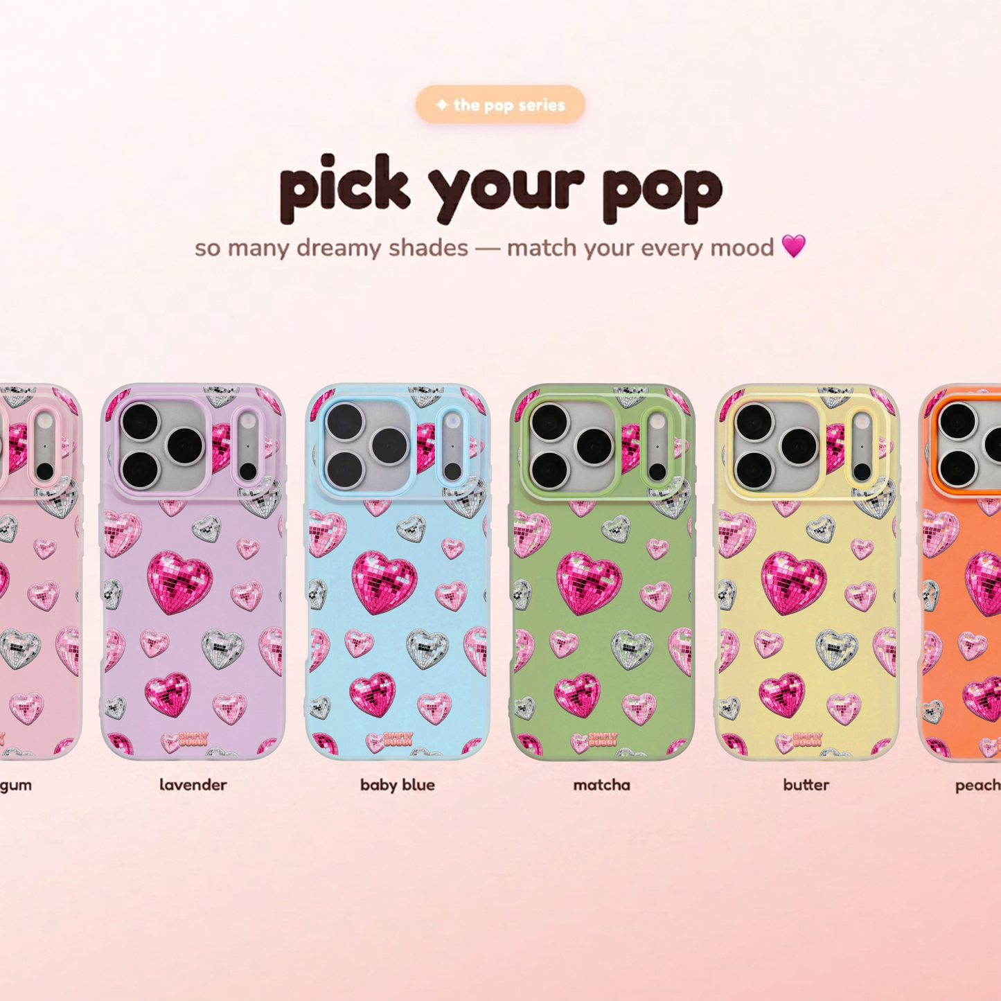 Pink Disco Heart Repeat Pop iPhone Case – product view 1