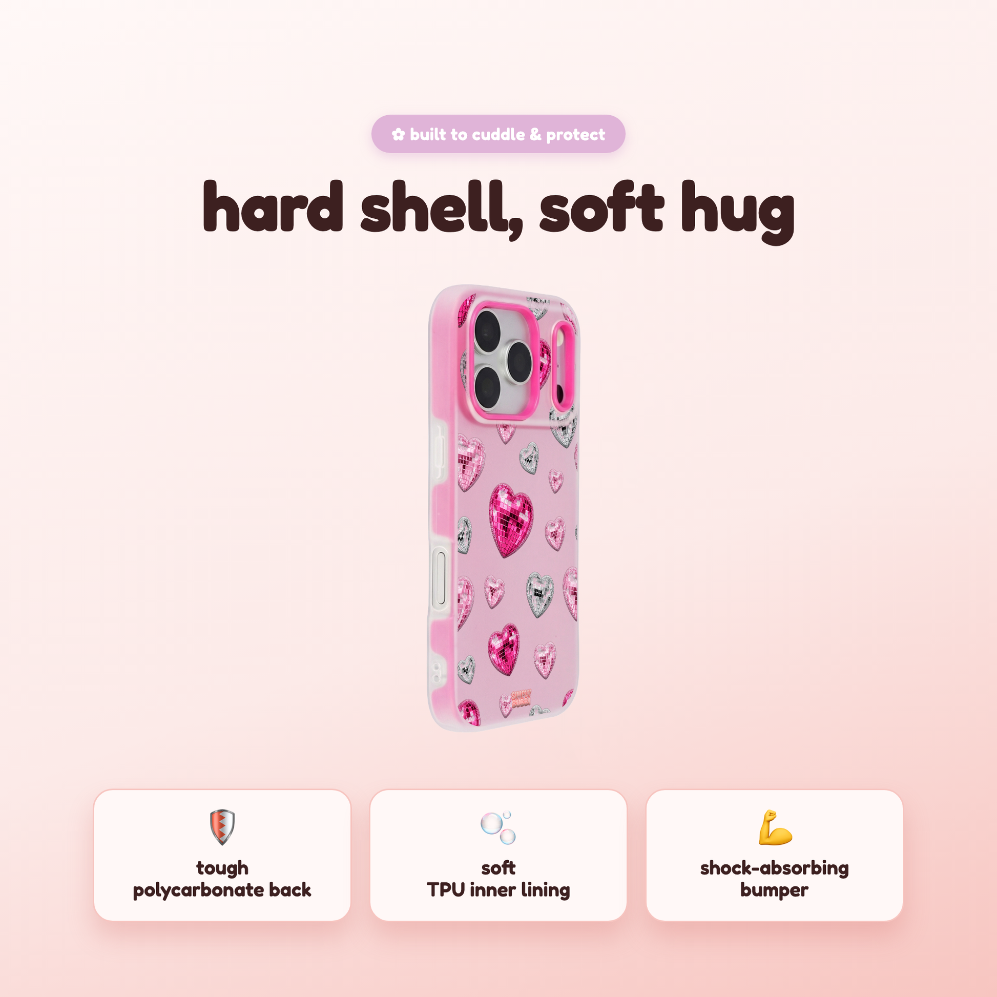 Pink Disco Heart Repeat Pop iPhone Case – product view 2