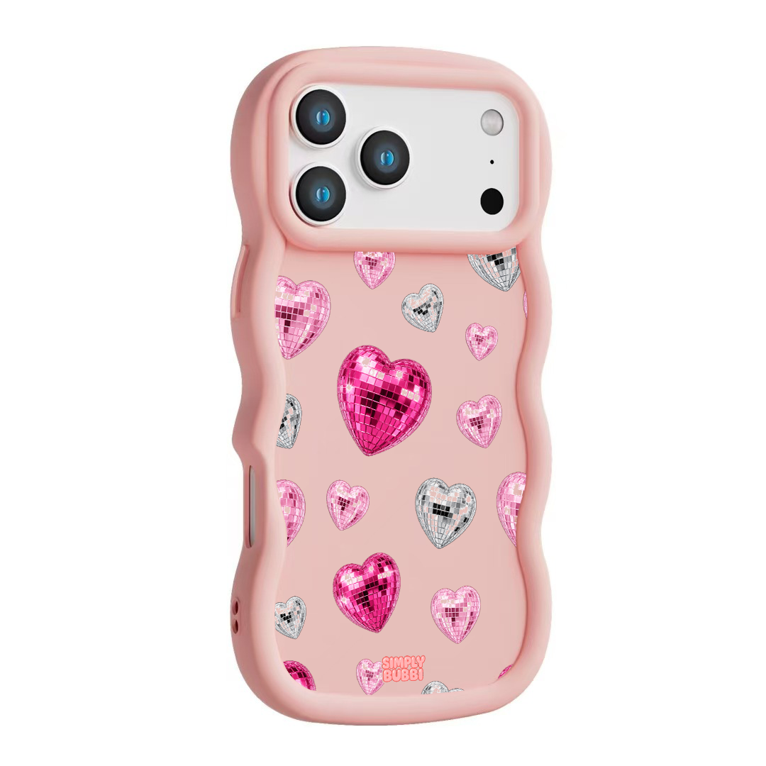 Pink Disco Heart Repeat Wavy iPhone Case – product view 9