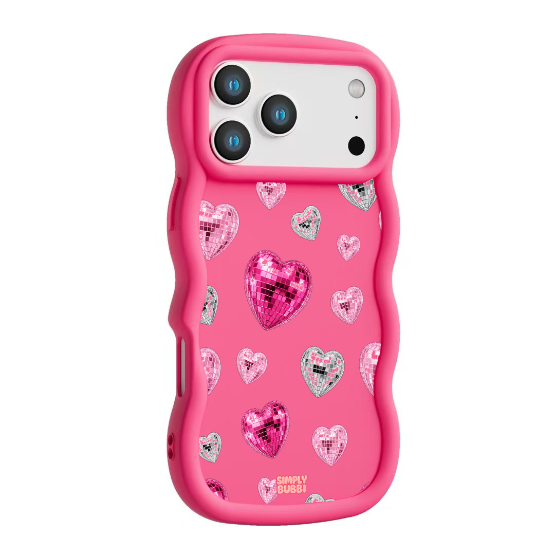 Pink Disco Heart Repeat Wavy iPhone Case – product view 10