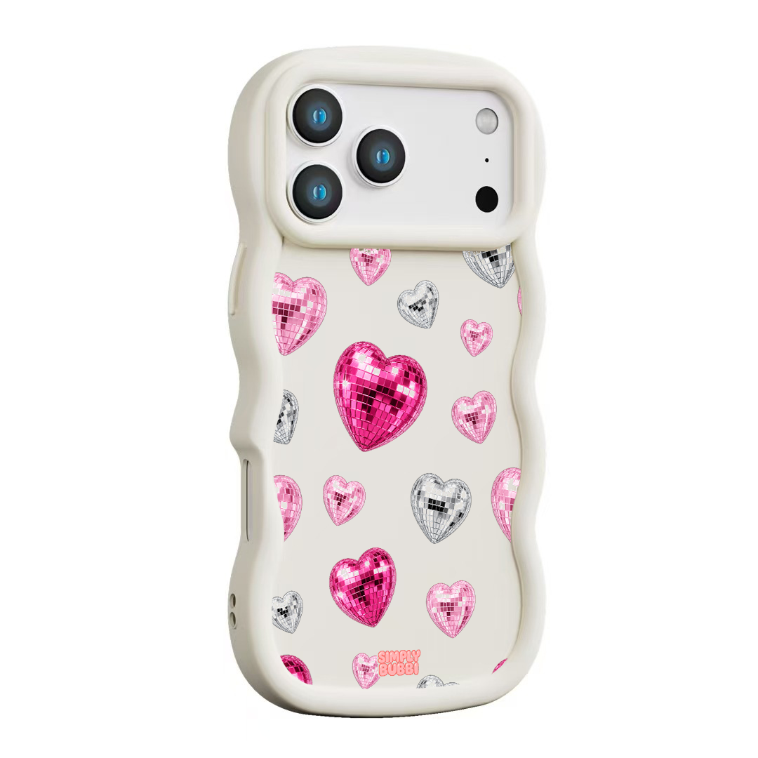 Pink Disco Heart Repeat Wavy iPhone Case – product view 11