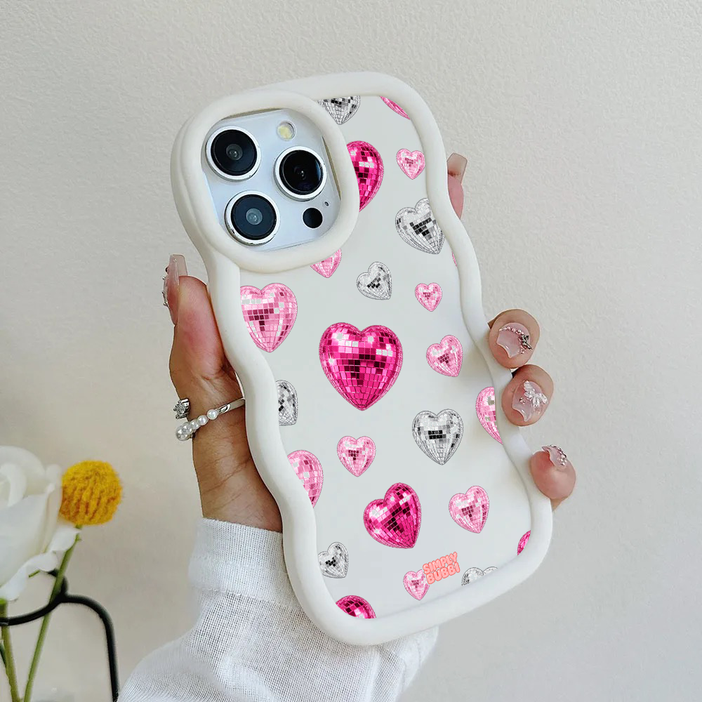 Pink Disco Heart Repeat Wavy iPhone Case – product view 4
