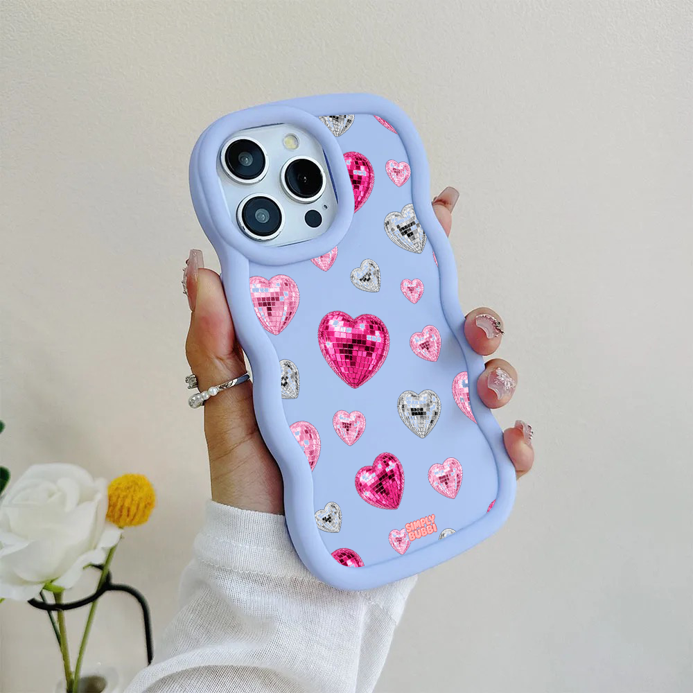 Pink Disco Heart Repeat Wavy iPhone Case – product view 8