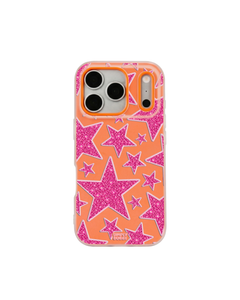 Pink Glitter Star Repeat Pop iPhone Case – Orange