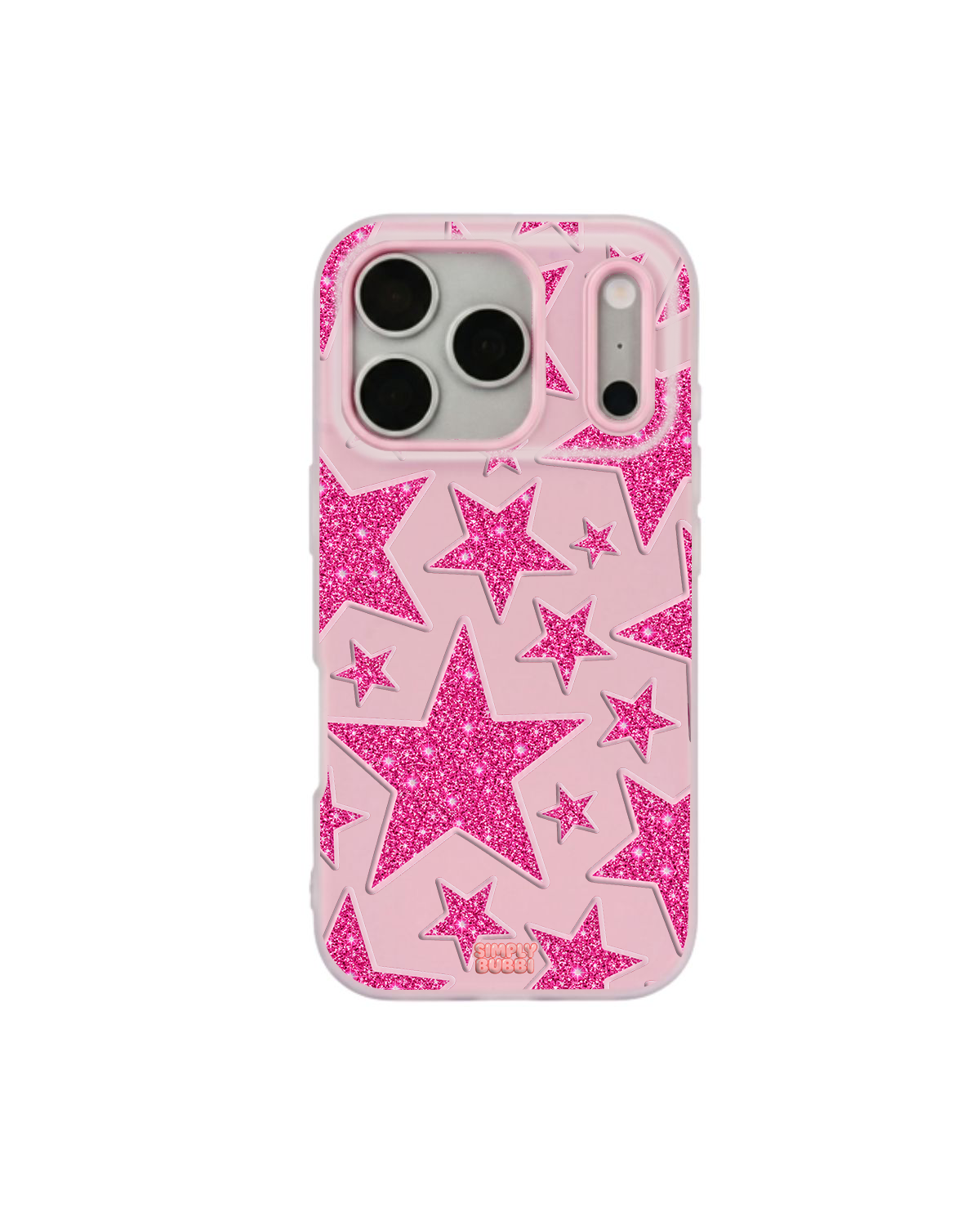Pink Glitter Star Repeat Pop iPhone Case – Pink color