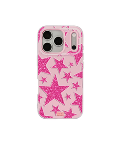 Pink Glitter Star Repeat Pop iPhone Case – Pink