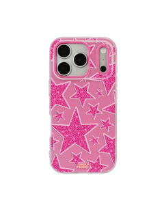 Pink Glitter Star Repeat Pop iPhone Case – Hot Pink