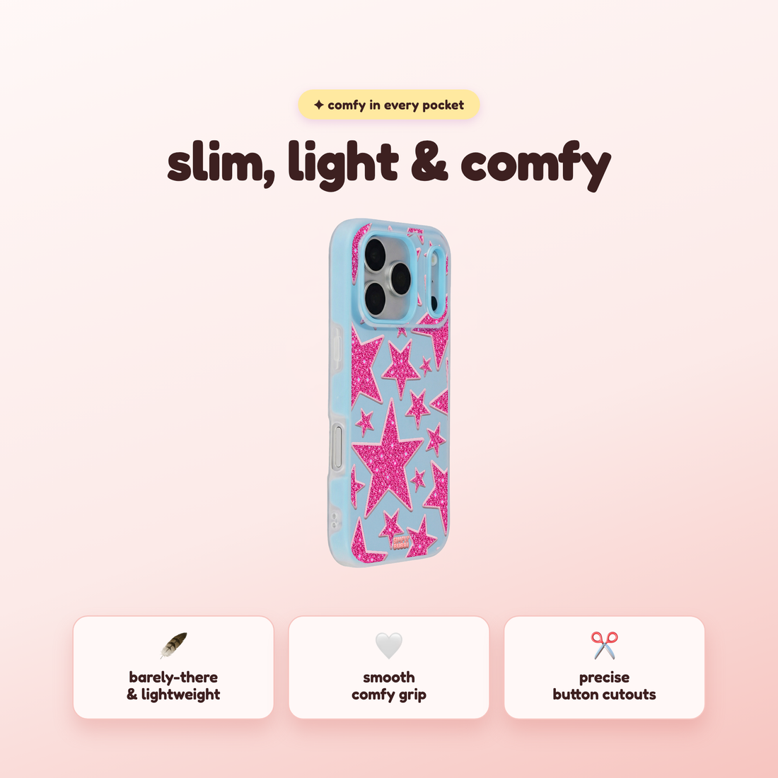 Pink Glitter Star Repeat Pop iPhone Case