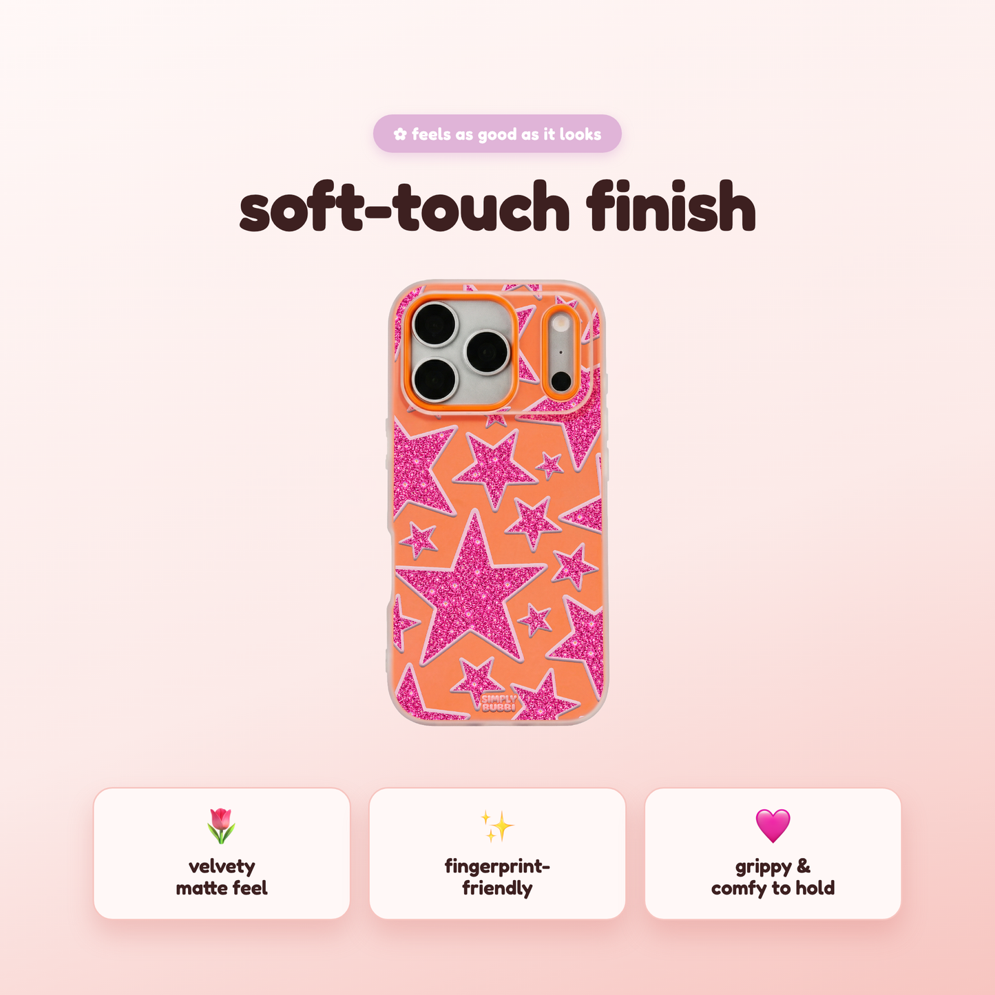 Pink Glitter Star Repeat Pop iPhone Case – product view 5