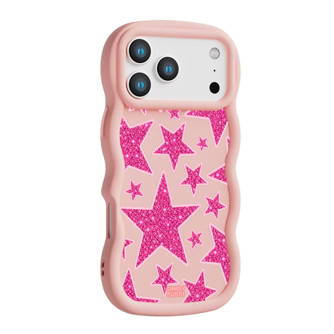 Pink Glitter Star Repeat Wavy iPhone Case – product view 9