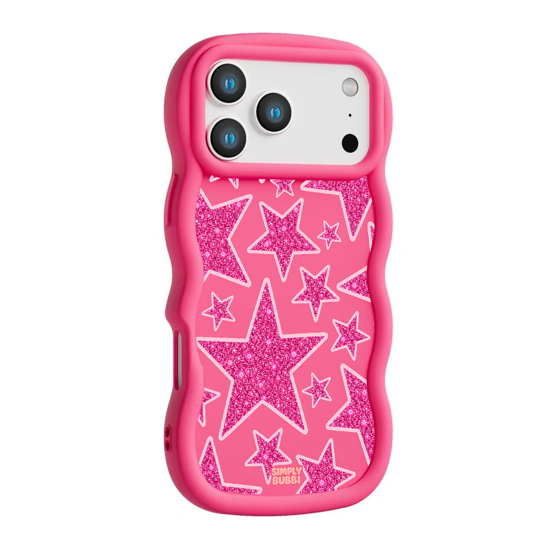 Pink Glitter Star Repeat Wavy iPhone Case – product view 10