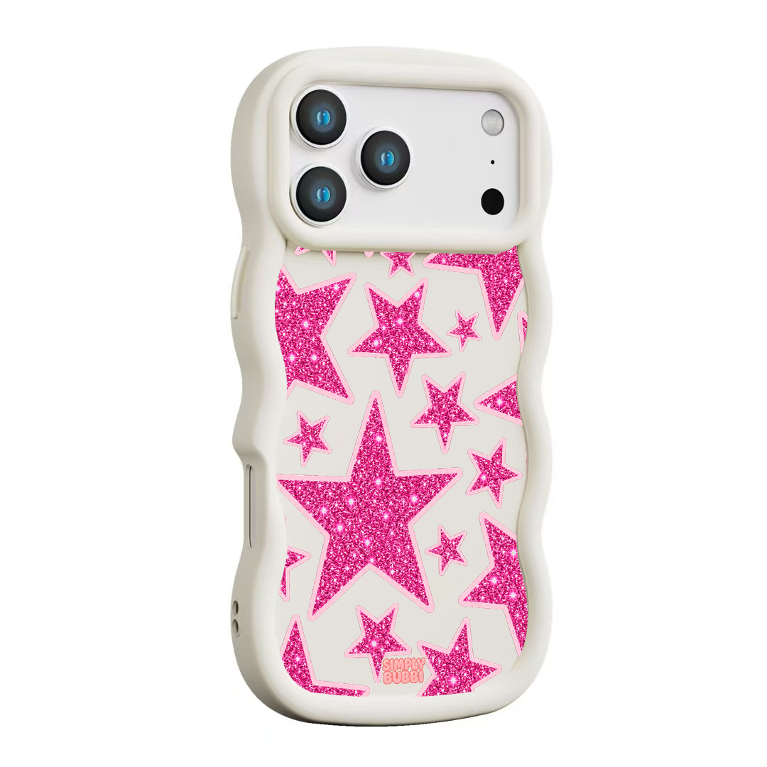 Pink Glitter Star Repeat Wavy iPhone Case – product view 11
