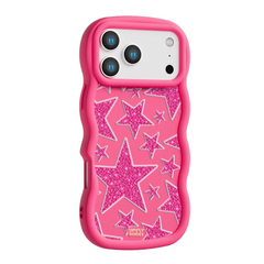 Pink Glitter Star Repeat Wavy iPhone Case – Hot Pink