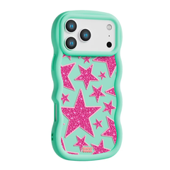 Pink Glitter Star Repeat Wavy iPhone Case – Mint