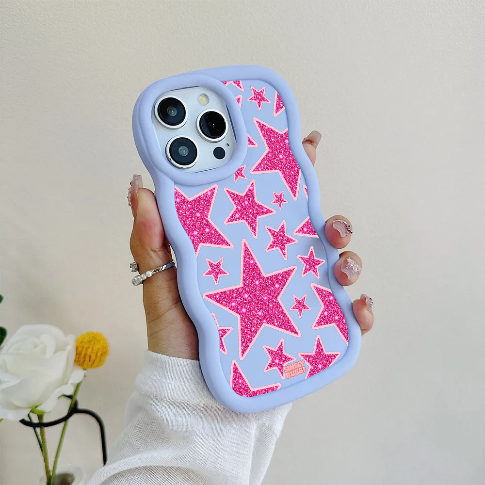 Pink Glitter Star Repeat Wavy iPhone Case – product view 8