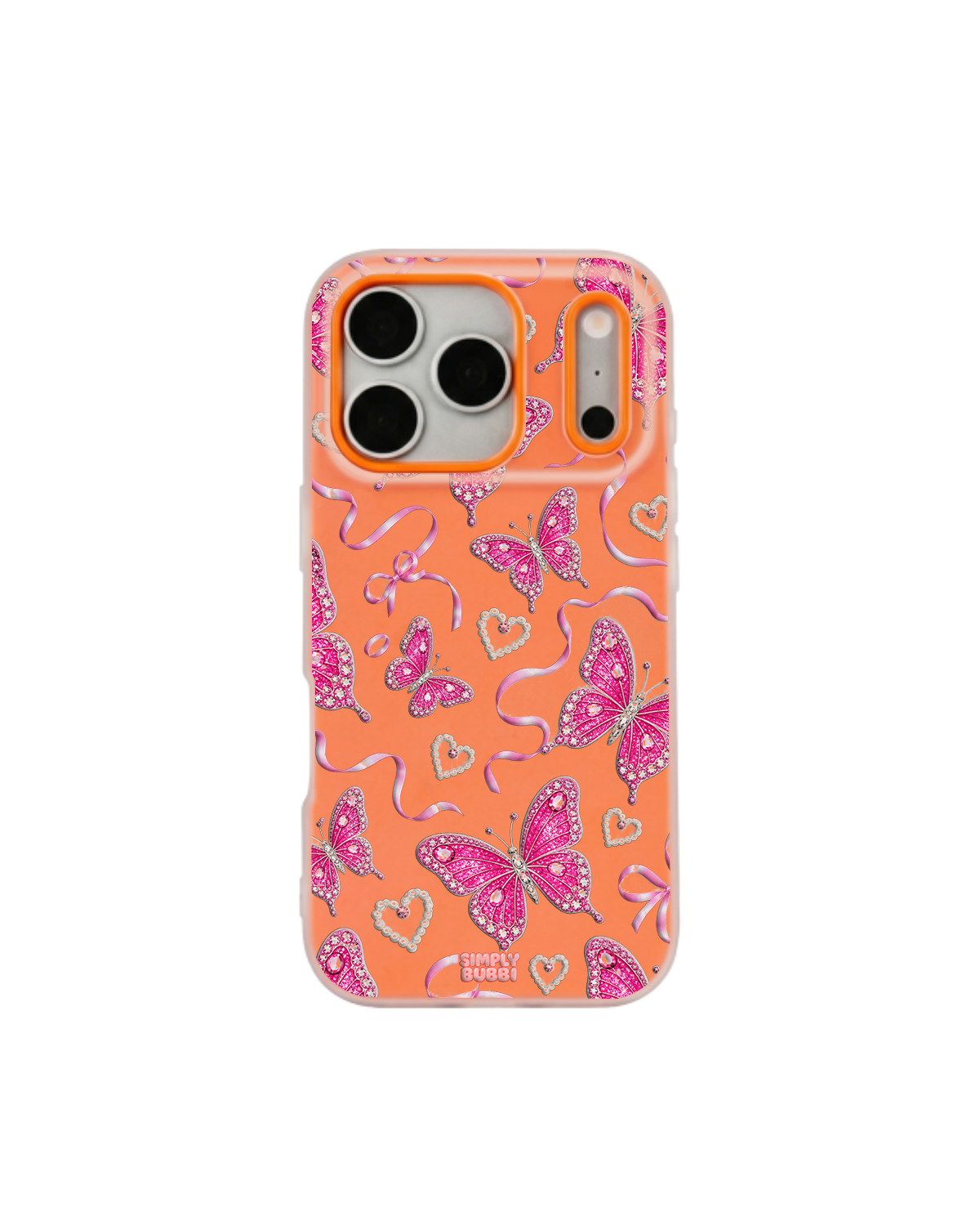 Jewel Butterfly Pearl Repeat Pop iPhone Case – Orange color