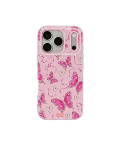 Jewel Butterfly Pearl Repeat Pop iPhone Case – Pink