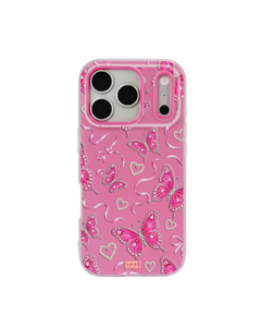 Jewel Butterfly Pearl Repeat Pop iPhone Case – Hot Pink