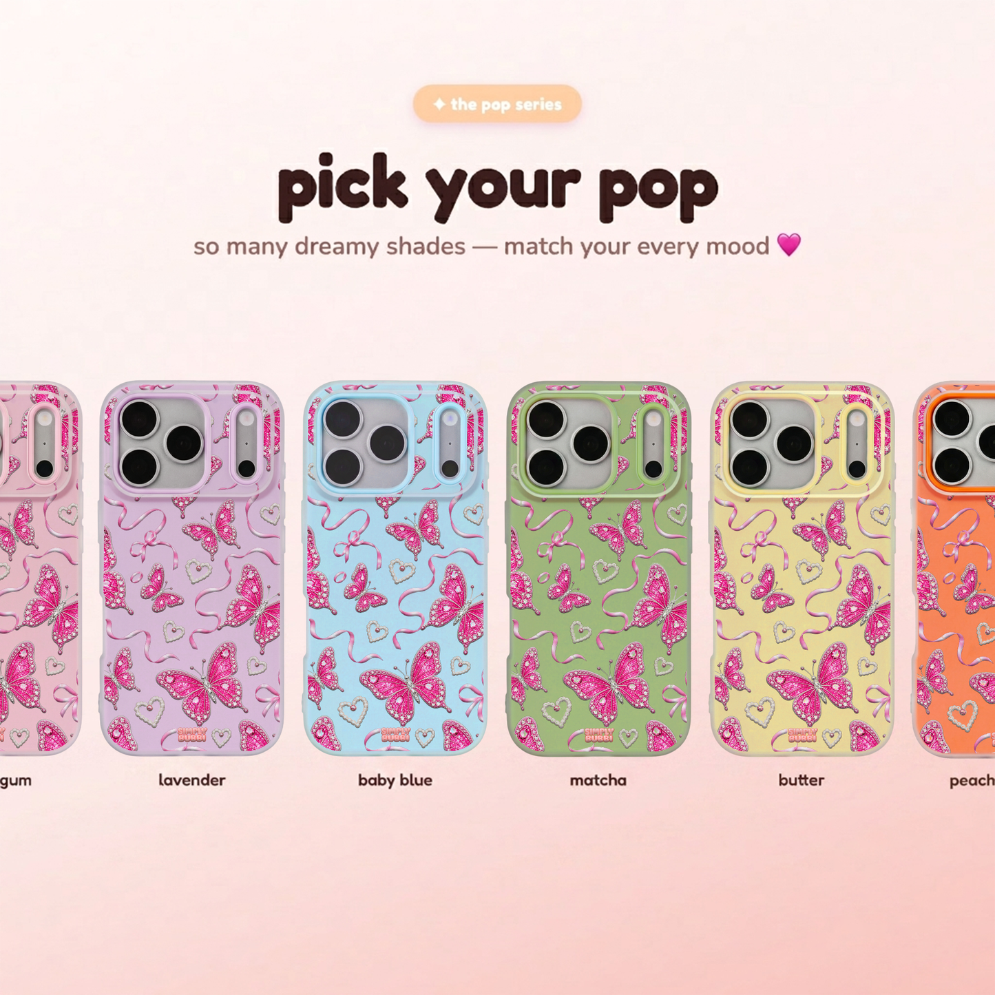 Jewel Butterfly Pearl Repeat Pop iPhone Case – product view 1